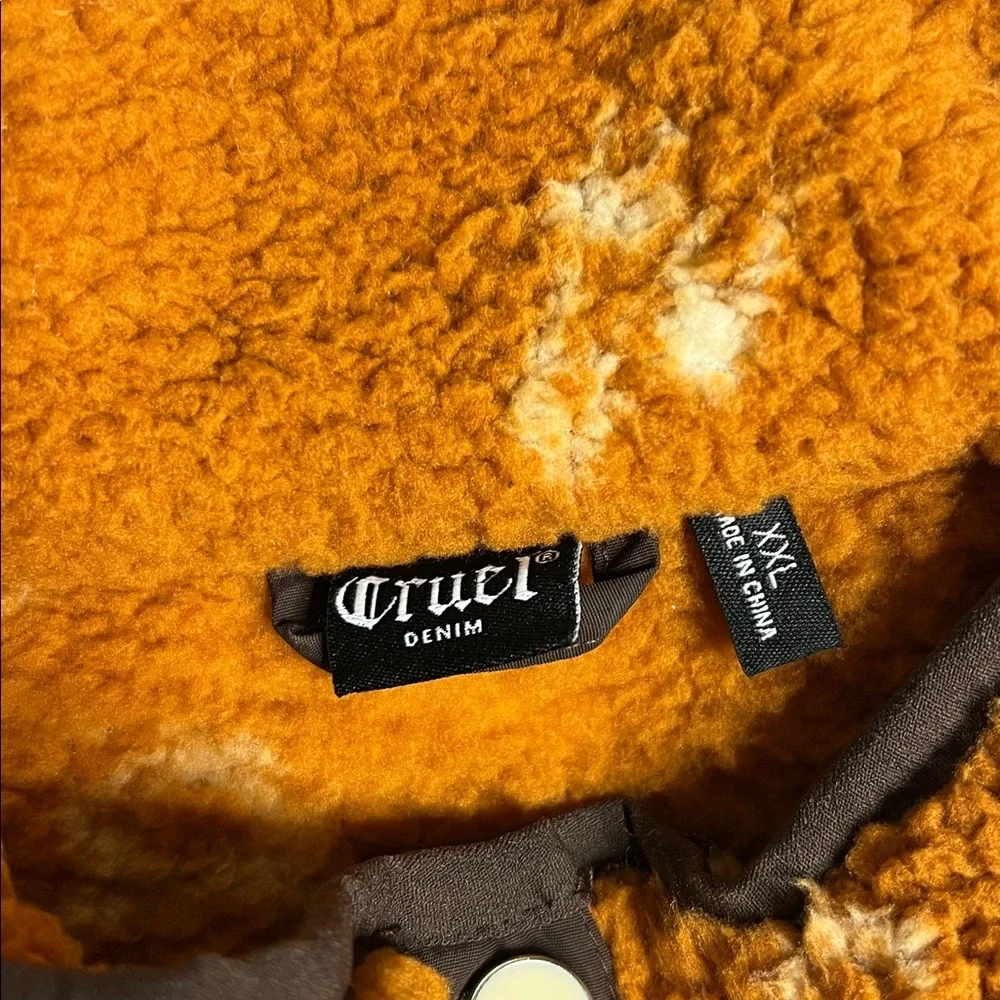 Cruel Denim Sherpa Pullover XXL Rust Snap Fleece Western Aztec Print